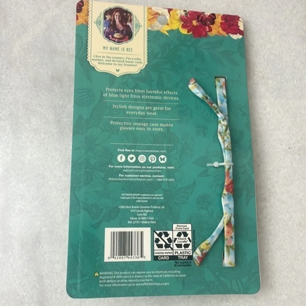 The Pioneer Woman glasses floral blue light screen protection glasses,case NWT